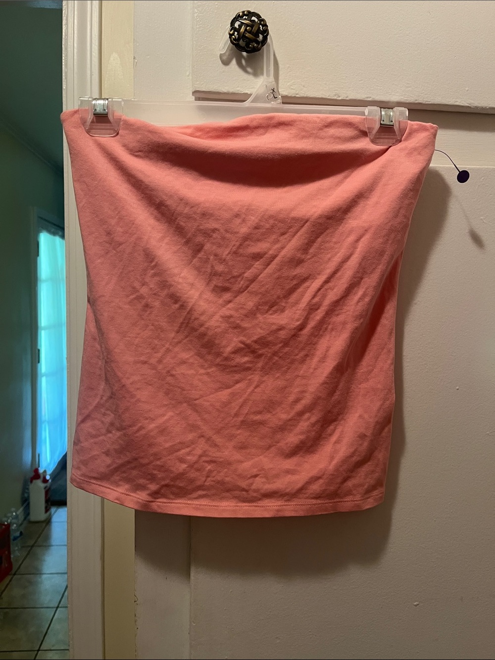 Express Coral Strapless Top